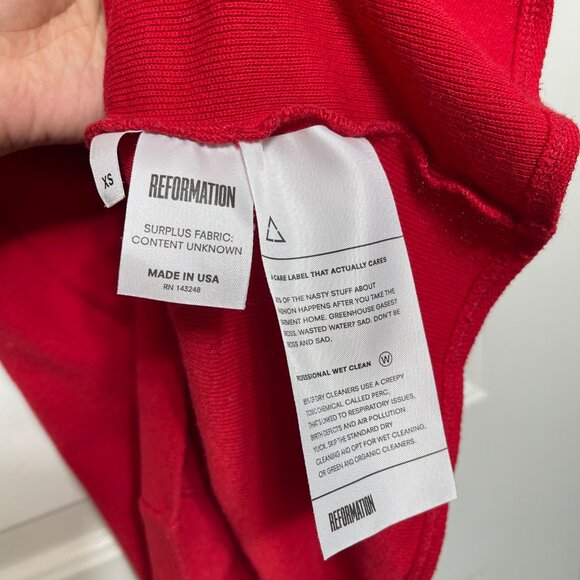 Reformation Caroline Lace-Up Neck Short-Sleeve Mini Dress in Red Size XS - Picture 10 of 13